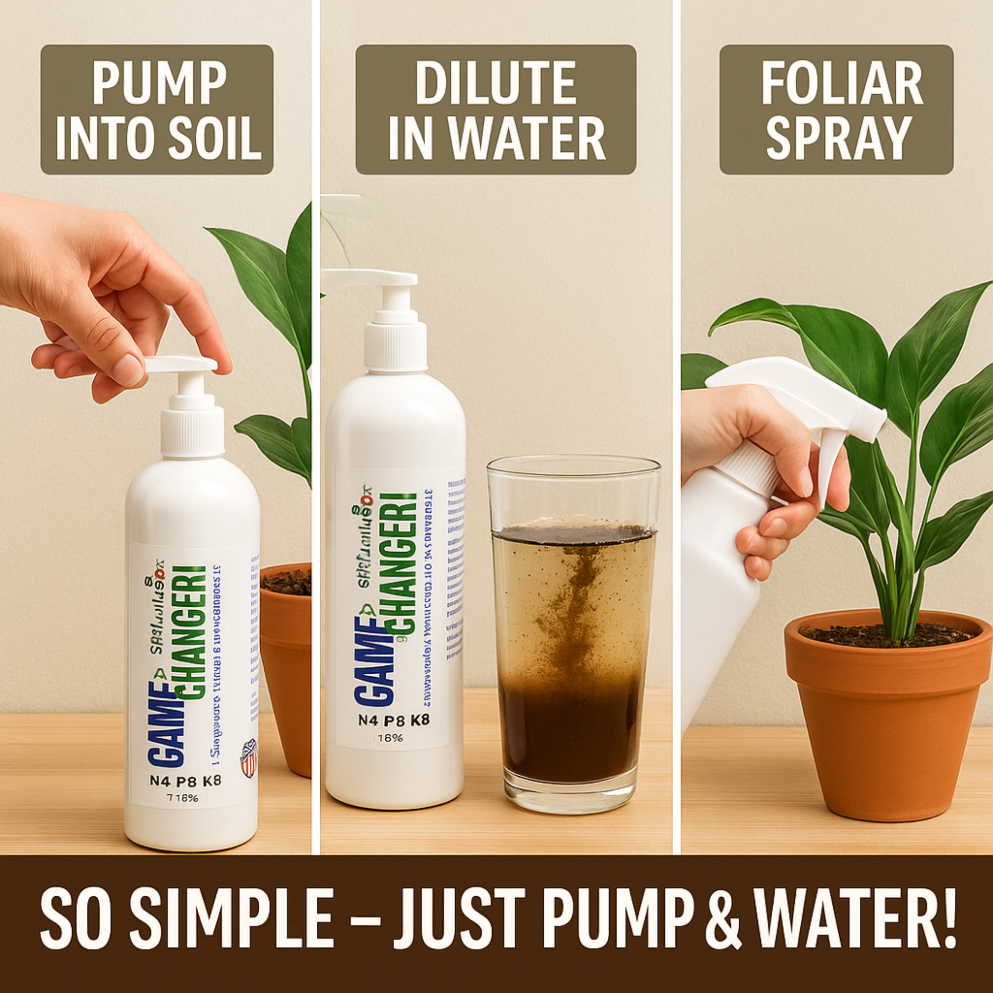 GS Plant Foods Game Changer All-Purpose Essentials - 100% Plant-Based Organic Fertilizer for Indoor or Outdoor Container Grown Plants, NPK 4-3-3, Liquid Formula for Houseplants, 20 Ounces product image 4