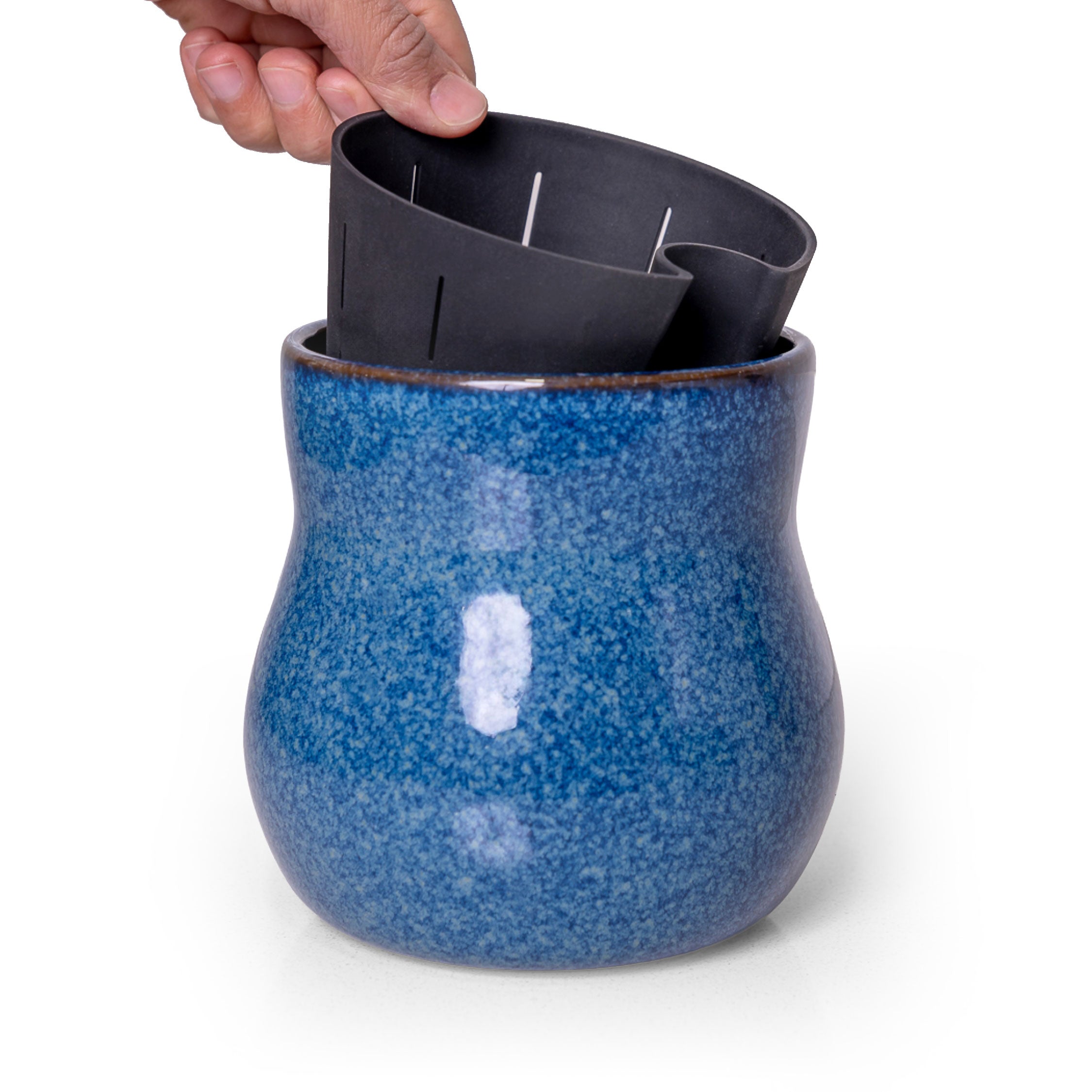 Ceramic Plant Pot with Rubber Liner - River Blue product image 2