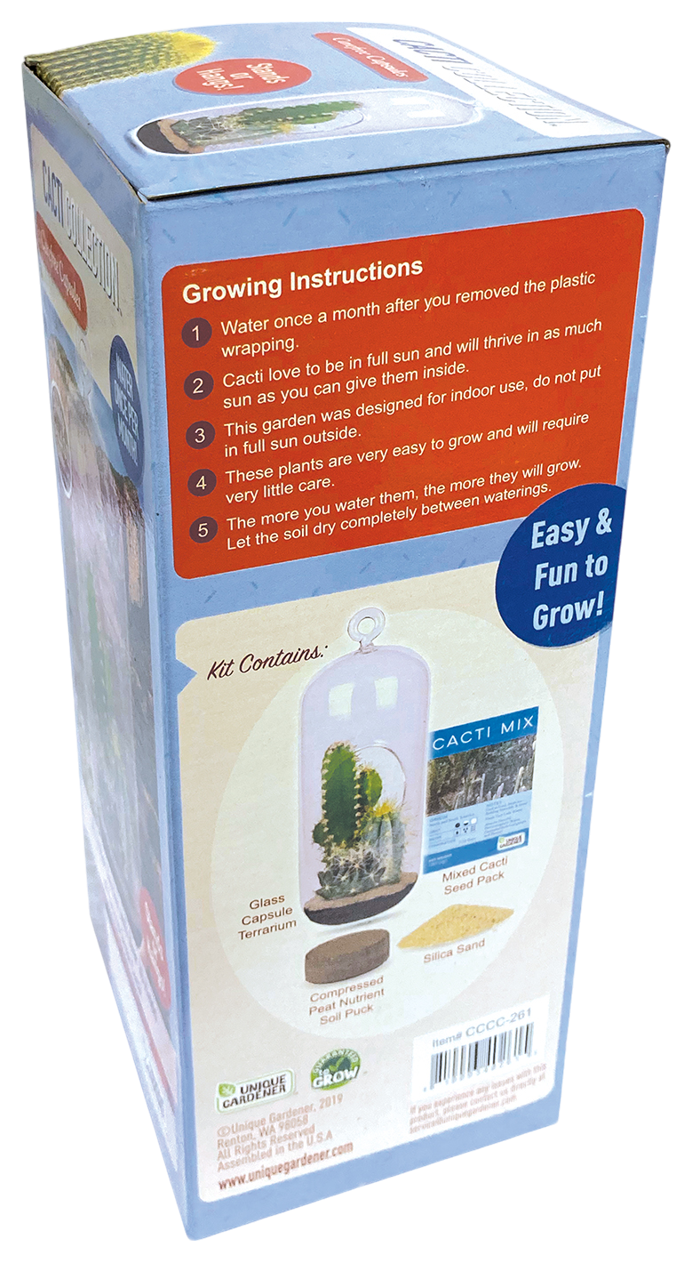 Cacti Collection Glass Terrarium Seed Starting Kit product image 3