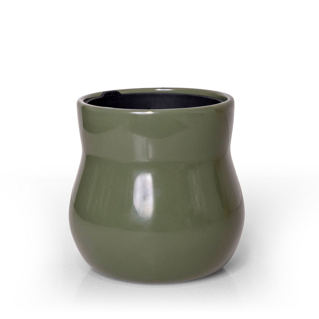 Ceramic Plant Pot with Rubber Liner - Forest Green product image 1