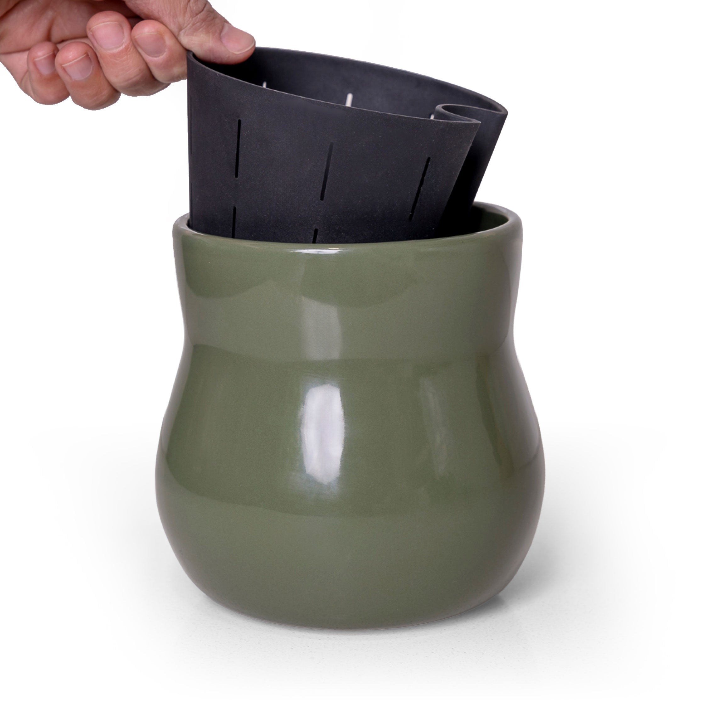 Ceramic Plant Pot with Rubber Liner - Forest Green product image 2