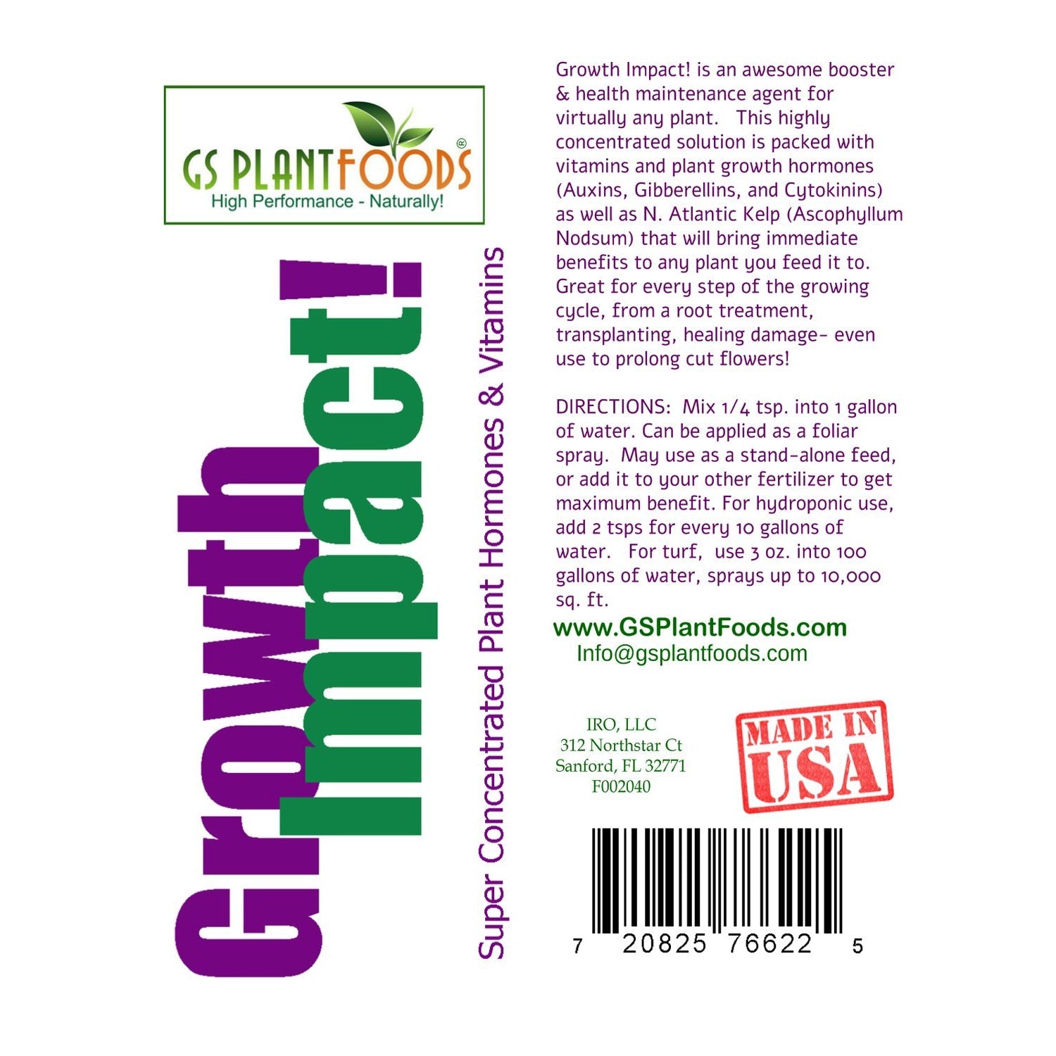 Growth Impact Super Plant Vitamins and Hormones- 8 ounce bottle product image 2