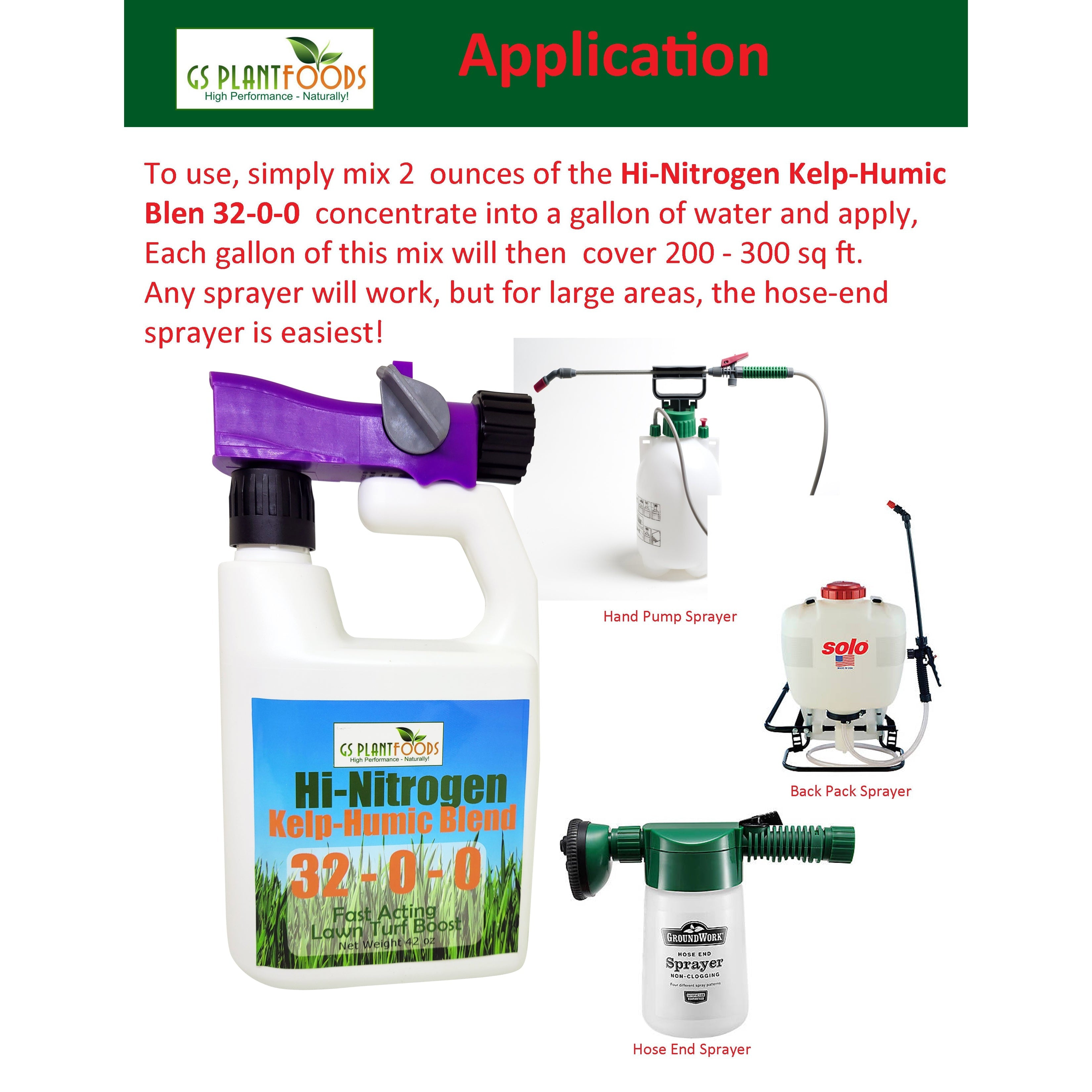 Hi-Nitrogen Kelp-Humic Blend 32-0-0 by GS Plant Foods, A Quick Greening Lawn Food product image 4