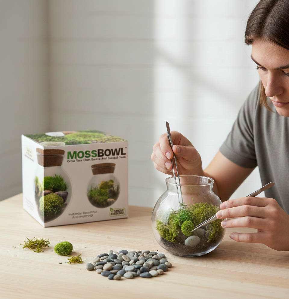 MossBowl- Grow Your Own Beautiful Moss Garden, Complete Kit Come with 3 Mosses! — product image 5