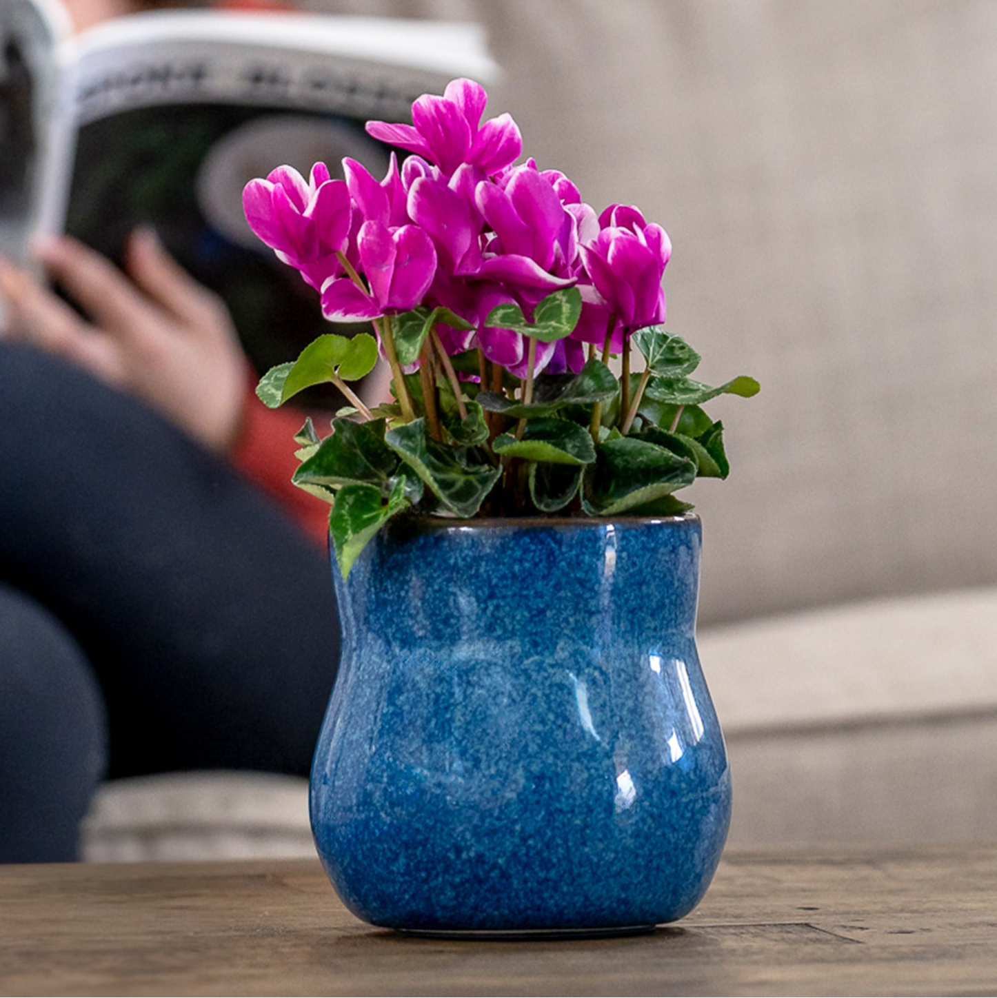 Ceramic Plant Pot with Rubber Liner - River Blue product image 3