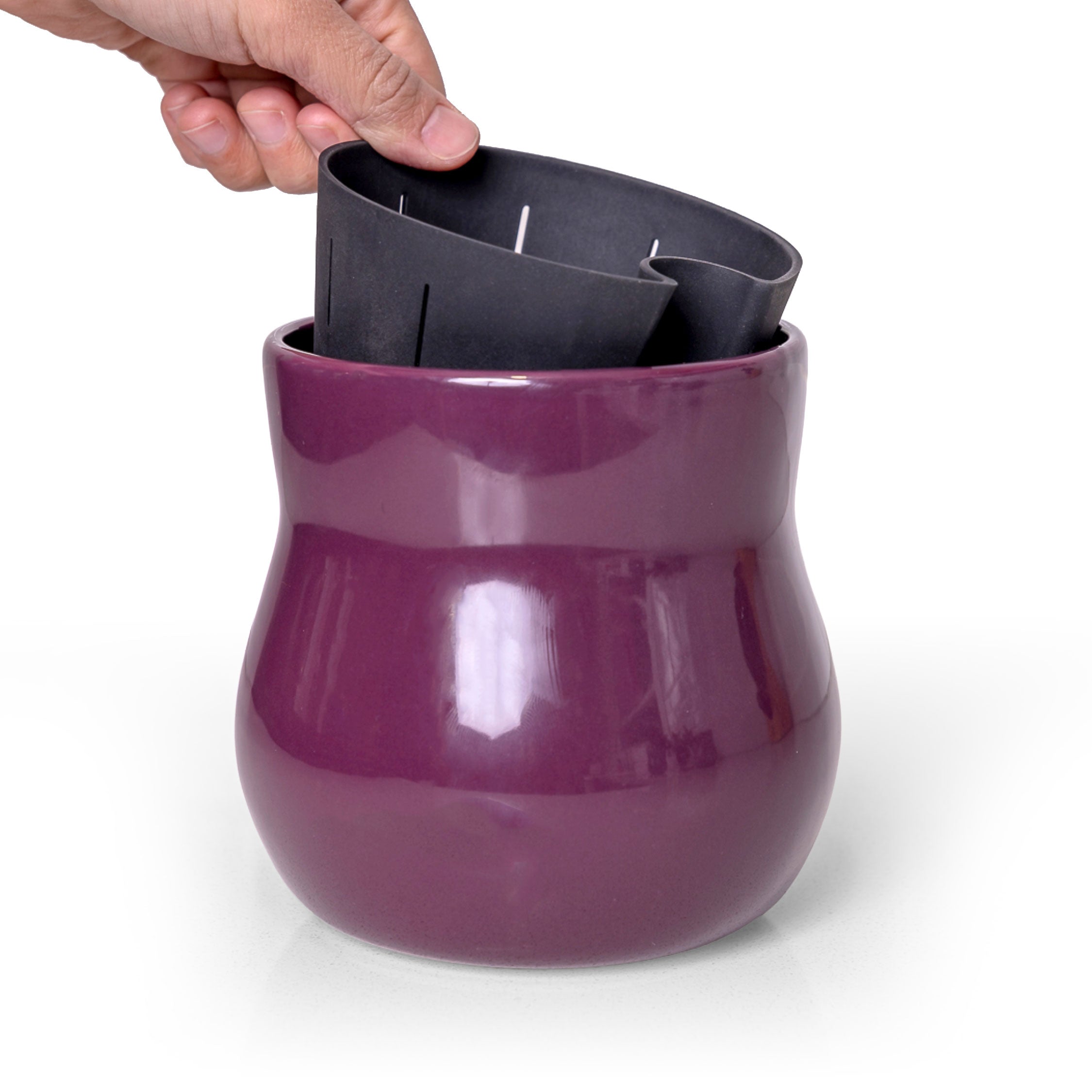 Ceramic Plant Pot with Rubber Liner - Violet Purple product image 2
